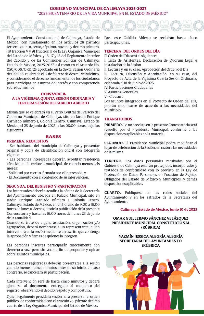 CONVOCATORIA 3RA SESIÓN DE CABILDO ABIERTO